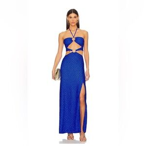 Brilla Double Loop Long Dress - Electric Blue